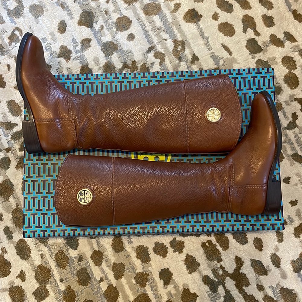 Tory Burch “Junction” Brown Leather Riding Boots – Size 7, Box Included